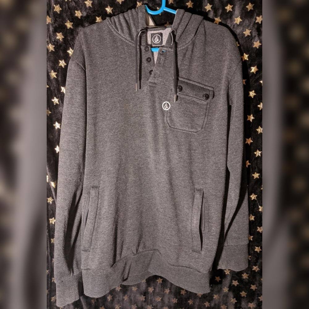 🐘 volcom think gray fleece hoodie